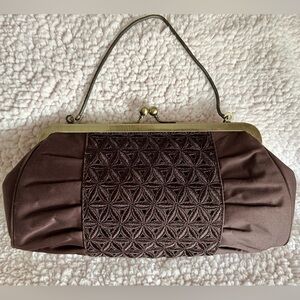 LOFT Brown Embroidered Clutch